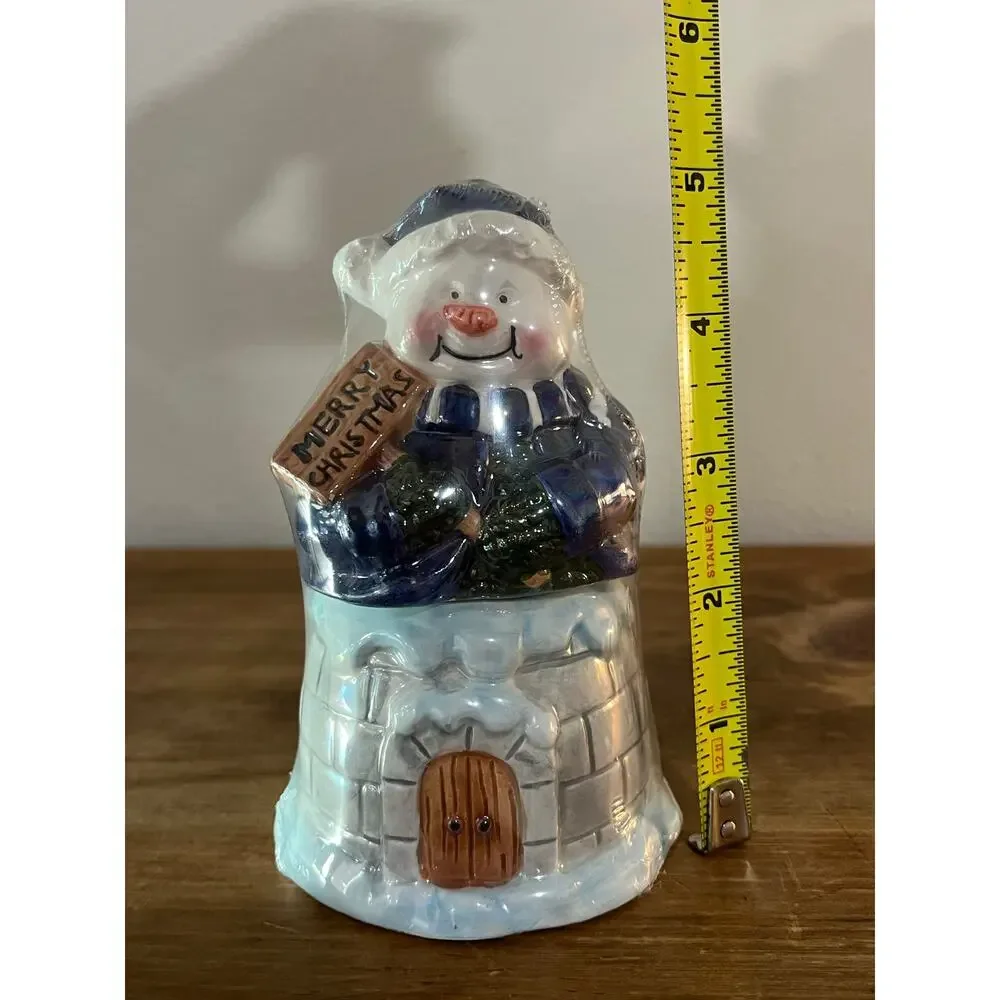 Vintage Snowman Igloo Salt Pepper‎ Set Merry Christmas Holiday Decor Cute